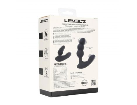 Korek analny wibrujący koralikowy Levelz zdalny czarny 14 cm USB - 3