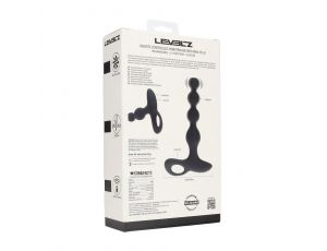 Wibrujący koralikowy korek analny silikonowy Levelz czarny 20 cm