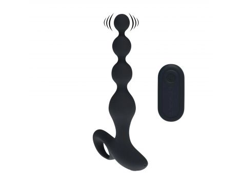 Wibrujący koralikowy korek analny silikonowy Levelz czarny 20 cm - 3