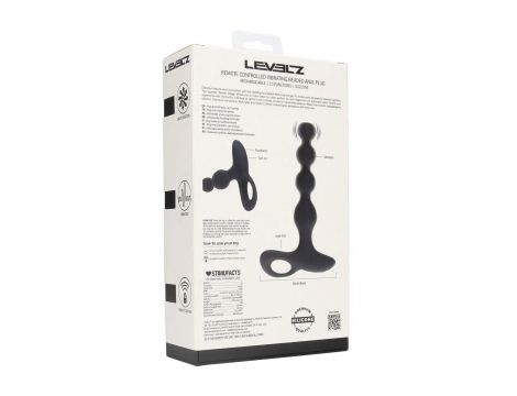 Wibrujący koralikowy korek analny silikonowy Levelz czarny 20 cm