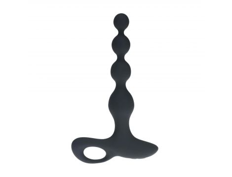 Wibrujący koralikowy korek analny silikonowy Levelz czarny 20 cm - 8