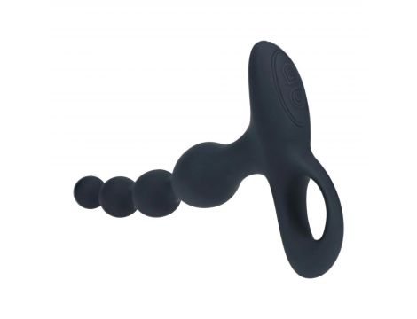 Wibrujący koralikowy korek analny silikonowy Levelz czarny 20 cm - 4