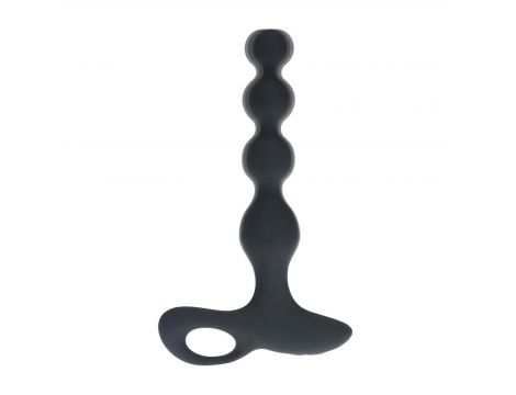 Wibrujący koralikowy korek analny silikonowy Levelz czarny 20 cm - 9
