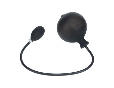 Ribbed Inflatable Silicone Anal Plug - Black - 4