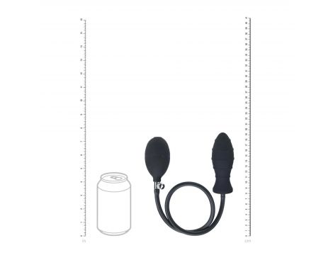 Ribbed Inflatable Silicone Anal Plug - Black - 5