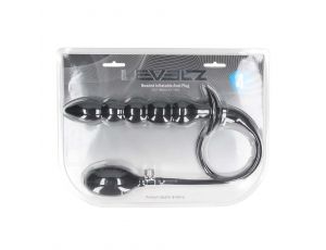 Beaded Inflatable Silicone Anal Plug - Black