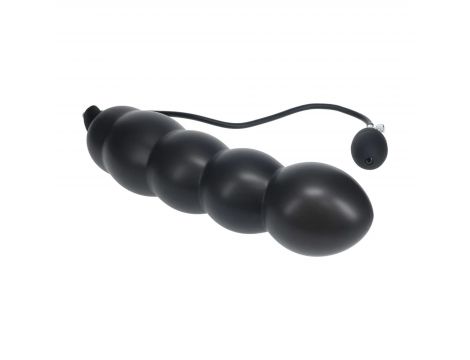 Beaded Inflatable Silicone Anal Plug - Black - 5