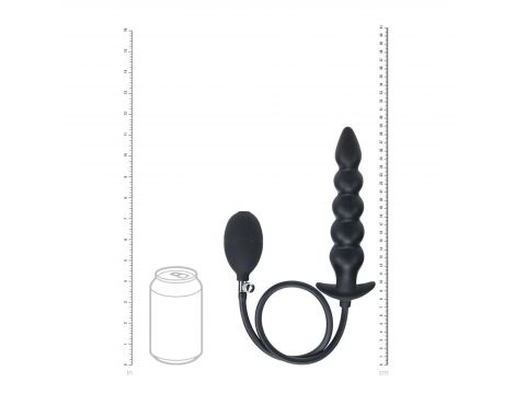 Beaded Inflatable Silicone Anal Plug - Black - 6