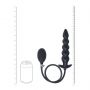 Beaded Inflatable Silicone Anal Plug - Black - 7