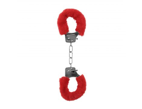 Kajdanki futrzane Ouch Pleasure czerwone 29cm - 2