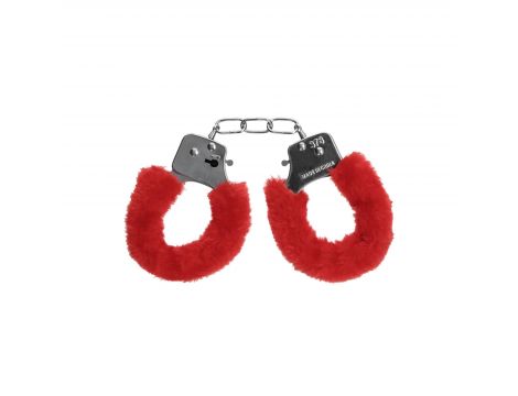 Kajdanki futrzane Ouch Pleasure czerwone 29cm - 3