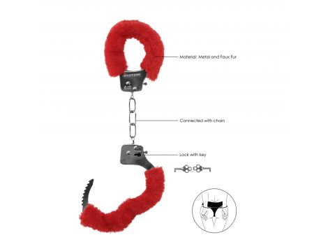 Kajdanki futrzane Ouch Pleasure czerwone 29cm - 6