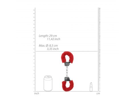 Kajdanki futrzane Ouch Pleasure czerwone 29cm - 8