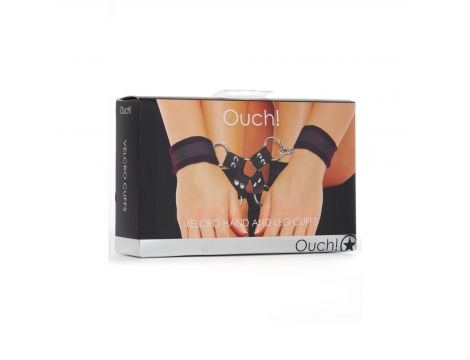 Kajdanki futrzaste na ręce i nogi Ouch! z rzepem czarne - 2