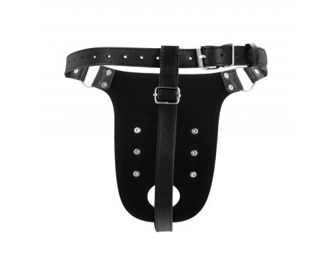 Pas cnoty ze skóry PU Ouch z paskami czarny 110 cm - 5
