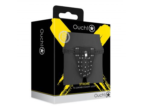 Pas cnoty jock Ouch z skóry PU czarny - 2