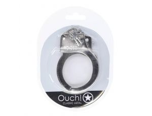 Kajdanki metalowe klasyczne Ouch! srebrne 24 cm