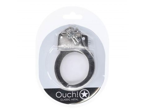 Kajdanki metalowe klasyczne Ouch! srebrne 24 cm