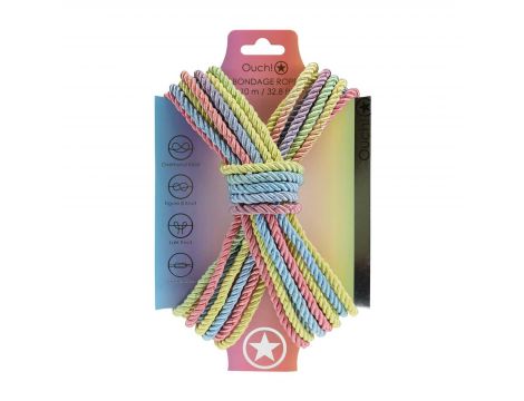 Poliestrowa lina bondage gładka Ouch 10m pastelowa wielokolorowa - 2