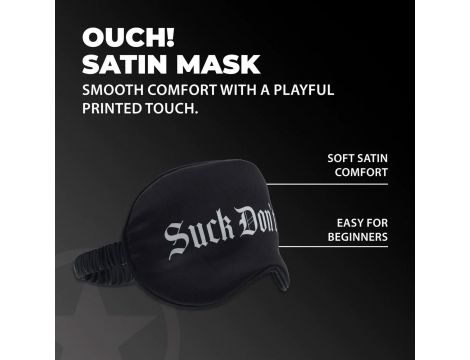Satynowa opaska na oczy Suck Don't Bite Ouch! czarna - 5