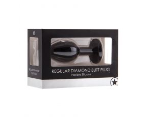 Korek analny diamentowy Ouch! silikonowy czarny 7 cm