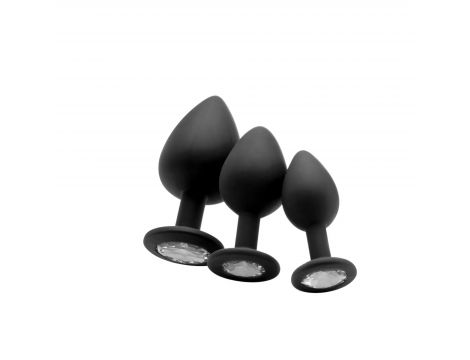 Korek analny diamentowy Ouch! silikonowy czarny 7 cm - 2