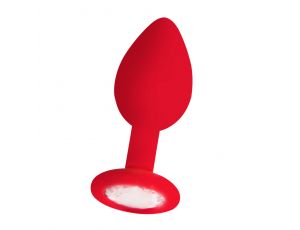 Korek analny diamentowy silikonowy Ouch czerwony 7,3 cm
