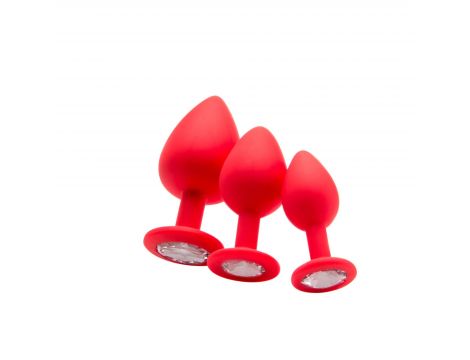Korek analny diamentowy silikonowy Ouch czerwony 7,3 cm - 3