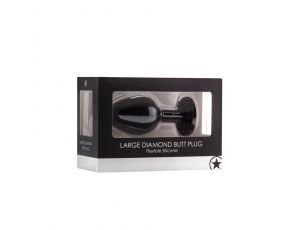 Korek analny Diamond Ouch! czarny duży 8 cm