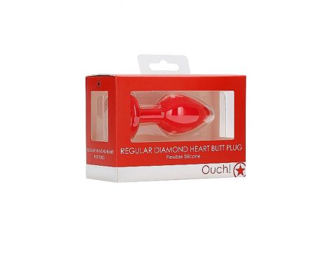 Diamond Heart Butt Plug - Regular - Red