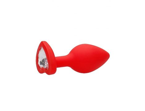 Diamond Heart Butt Plug - Regular - Red - 9