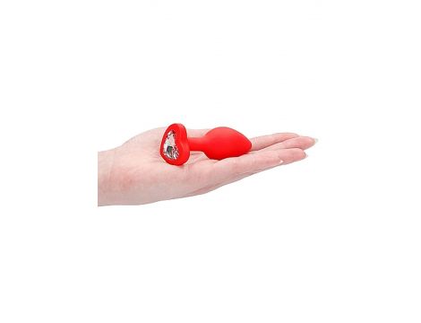Diamond Heart Butt Plug - Regular - Red - 7