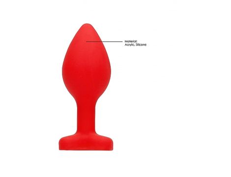 Diamond Heart Butt Plug - Regular - Red - 11