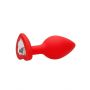 Diamond Heart Butt Plug - Regular - Red - 10