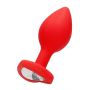 Diamond Heart Butt Plug - Regular - Red - 11