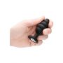 Large Ribbed Diamond Heart Plug - Black - 6