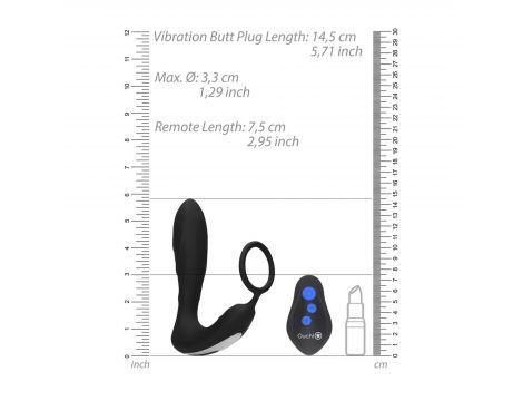 Korek analny wibrujący z elektrostymulacją i pierścieniem Ouch! 14,5 cm - 8