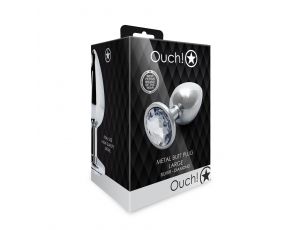 Duży aluminiowy korek analny z klejnotem Ouch! 8 cm