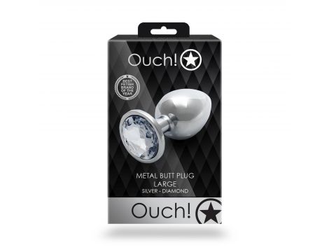 Duży aluminiowy korek analny z klejnotem Ouch! 8 cm - 3