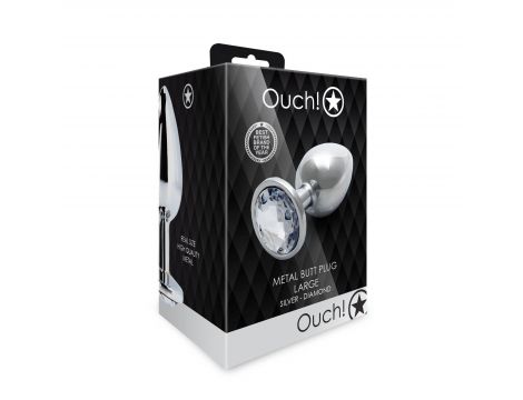 Duży aluminiowy korek analny z klejnotem Ouch! 8 cm