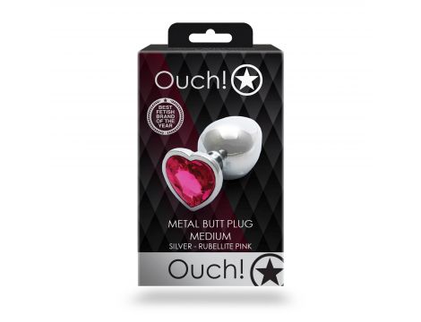 Aluminiowy korek analny Heart Gem Ouch średni 7 cm - 4