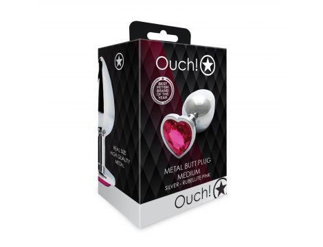 Aluminiowy korek analny Heart Gem Ouch średni 7 cm - 2