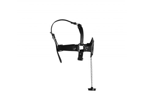 Open Mouth Gag Head Harness with Plug Stopper - Black - 4