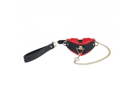 Obroża z smyczą Milan Collection Ouch czarny czerwony
