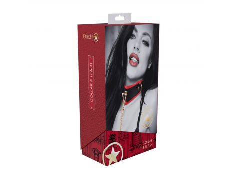 Obroża z smyczą Milan Collection Ouch czarny czerwony - 3