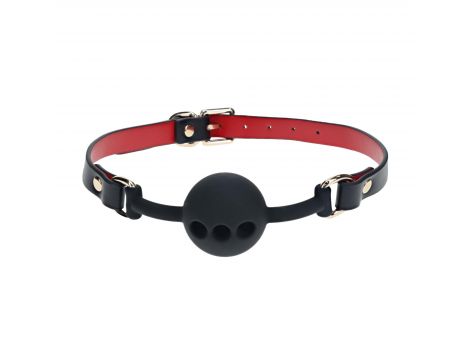 Knebel silikonowy Milan Collection Ouch czarny czerwony - 4
