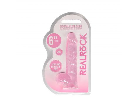 Realistyczne dildo z jądrami RealRock Crystal Clear 17 cm
