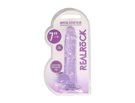 Dildo realistyczne RealRock z jądrami fioletowe 18 cm