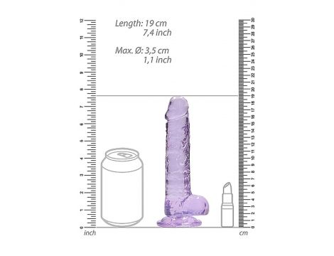 Dildo realistyczne RealRock z jądrami fioletowe 18 cm - 3