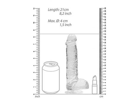 Dildo realistyczne z jądrami RealRock Crystal Clear transparentne 21 cm - 3